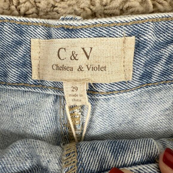 Chelsea & Violet Womens Jean Shorts Size 29 Light Wash Distressed High Rise - Picture 3 of 5